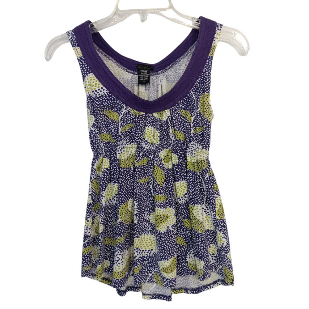 Ezekiel Women's -Baby Doll Tank Top- Purple Green White Small - Picture 2 of 16